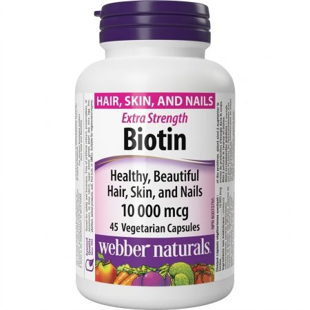 Webber Natural  Biotin 10,000mcg Vegetarian Capsules – 45 Veg Caps | Hair, Skin & Nails Support