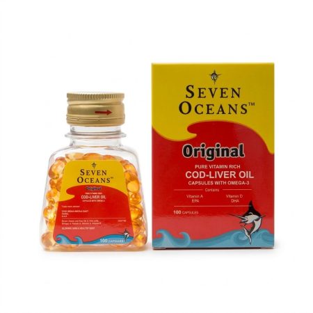 Seven Seas Cod Liver Oil Capsules – Omega-3, Vitamin A & D Supplement – 100 Capsules