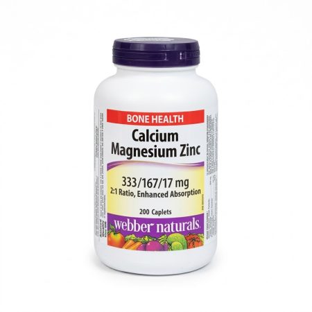 Webber Naturals Calcium Magnesium Zinc Capsules – 200 Count Bone & Immune Support Formula