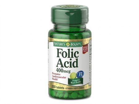 Natures Bounty  Folic Acid 400 mcg Tablets – Cellular Health & Prenatal Support – 250 Tablets