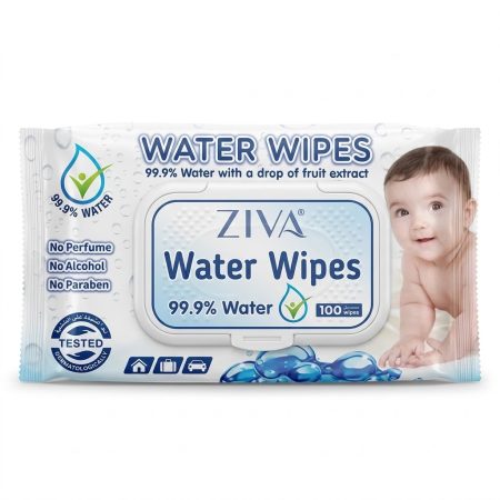 Ziva Water Wipes with Flip-Top – Ultra-Gentle Baby Wipes – 100 Count