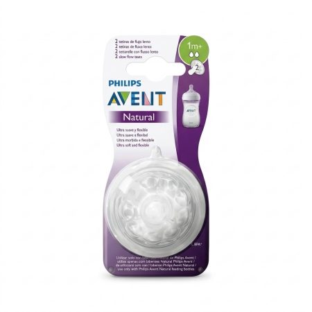 Philips Avent Natural 3.0 Feeding Teats 1M+ (Pack of 2) – Slow Flow Silicone Nipples