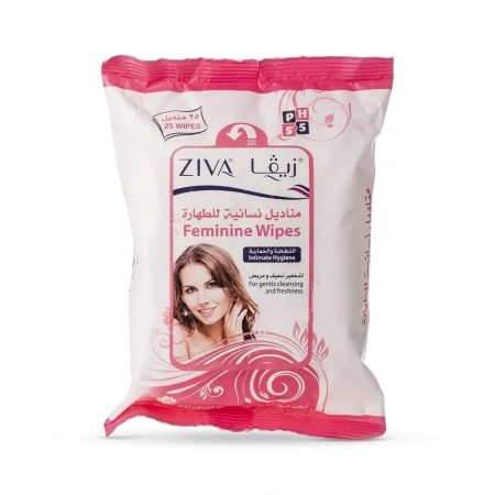 Ziva Feminine Wipes – Gentle Intimate Care with Flip-Top – 25 Count