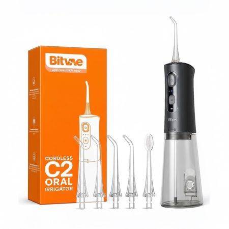 Bitvae C2 Water Flosser – Black Cordless Rechargeable Oral Irrigator with Multiple Pressure Modes