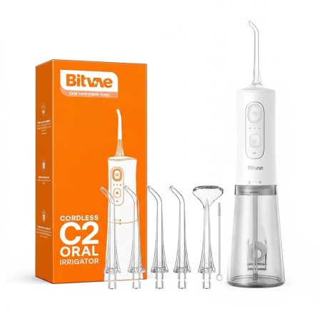 Bitvae C2 Water Flosser – White Cordless Rechargeable Oral Irrigator with Adjustable Pressure