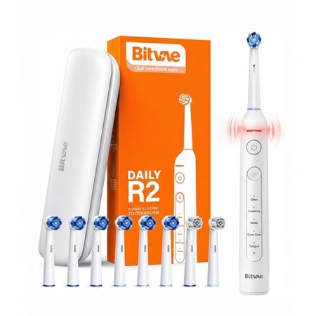 Bitvae R2 Rotating Electric Toothbrush – White Rechargeable Oscillating Toothbrush with Smart Timer