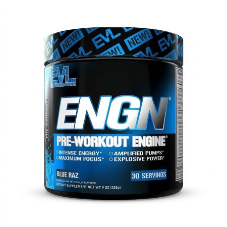 EVL ENGN Pre-Workout Engine – Blue Raspberry Performance Formula, 255 g