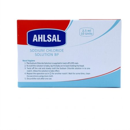 Ahlsal Sterile Saline Solution 2.5ml – 10 Single-Use Vials for Nasal & Eye Care