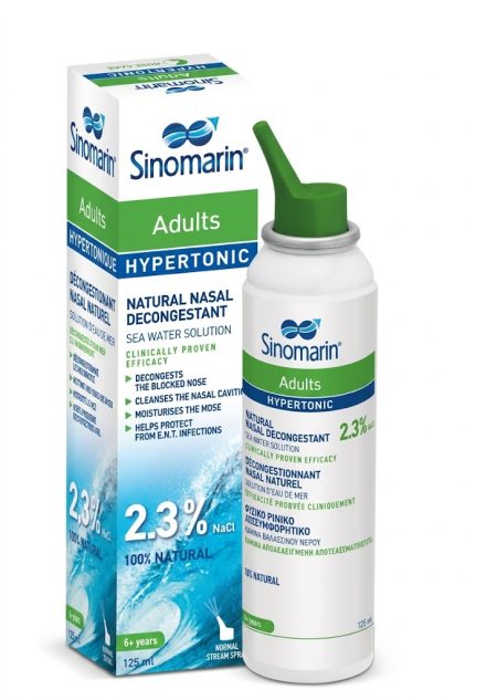 Sinomarin Adult Nasal Spray 125ml – Natural Sea Water Spray for Nasal Congestion & Sinus Relief