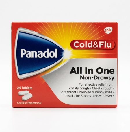 Panadol Cold & Flu All-in-One Tablets 24s – Multi-Symptom Relief for Cold & Flu