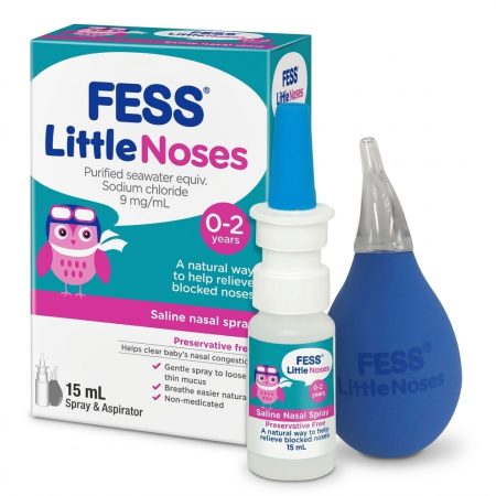 Fess  Little Nose Spray 15ml with Nasal Aspirator – Baby Saline Nasal Care Kit