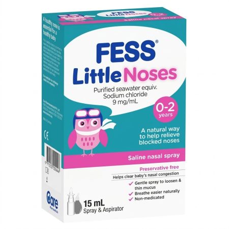 Fess  Little Noses Saline Nasal Drops with Aspirator (0–2 Years) – 25 ml | Infant Nasal Care Kit