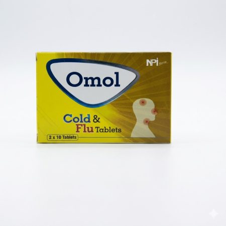 Omol Cold & Flu Tablets 20’s – Multi-Symptom Relief for Fever, Cold & Body Aches