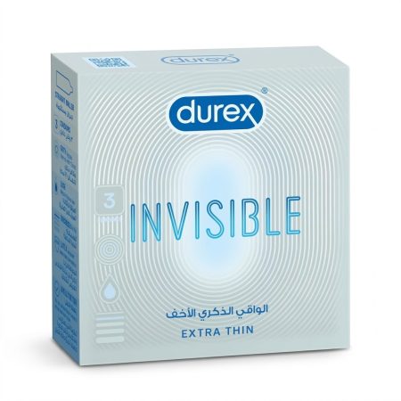 Durex Invisible Condoms – Ultra Thin for Maximum Sensitivity, Pack of 3