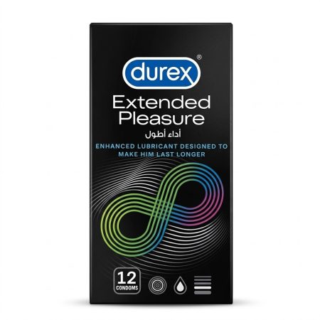 Durex Extended Pleasure Condoms – Delay Lubrication for Longer Performance, Pack of 12