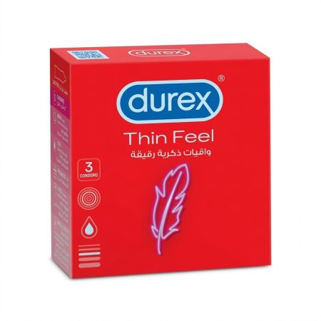 Durex Thin Feel Condoms – Ultra Thin for Natural Sensation, Pack of 3