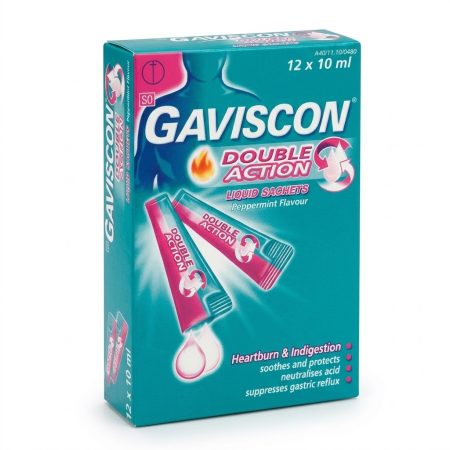 Gaviscon Double Action Liquid Sachets 10ml – Dual Relief for Heartburn & Acid Reflux (Pack of 12)